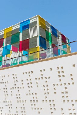 exterior architecture of Centre Pompidou museum in Malaga, Spain