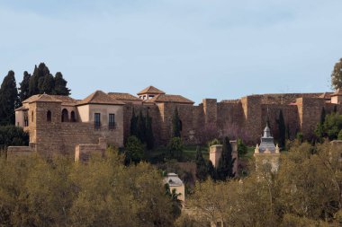İspanya, Malaga 'daki antik Alcazaba kalesi
