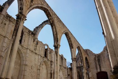 old ruins at Carmo Convent church in Lisbon   clipart