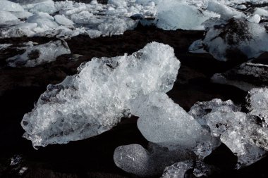 ice blocks on black diamond beach in Iceland  clipart