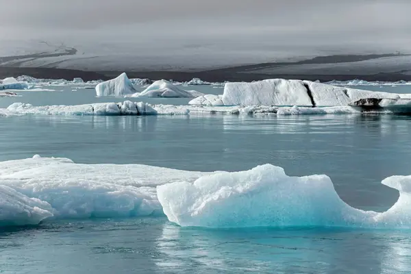 landscape of ice floating in Jokulsarlon glacier lagoon in Iceland