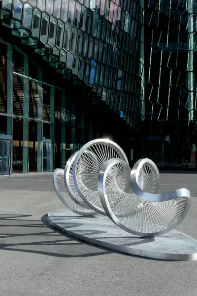 Patung Modern Gedung Konser Harpa Islandia Stok Foto Bebas Royalti