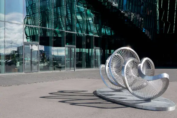 Patung Modern Gedung Konser Harpa Islandia Stok Foto