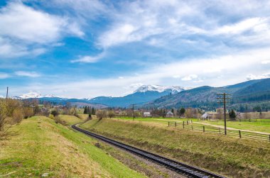 Mountain and railway spring lanscape