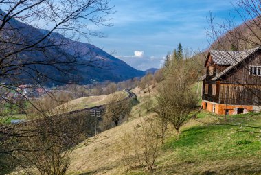 Carpathian mountains and railway track