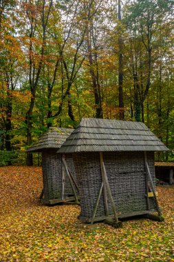 Ukrayna 'daki ahşap çiftlik binaları