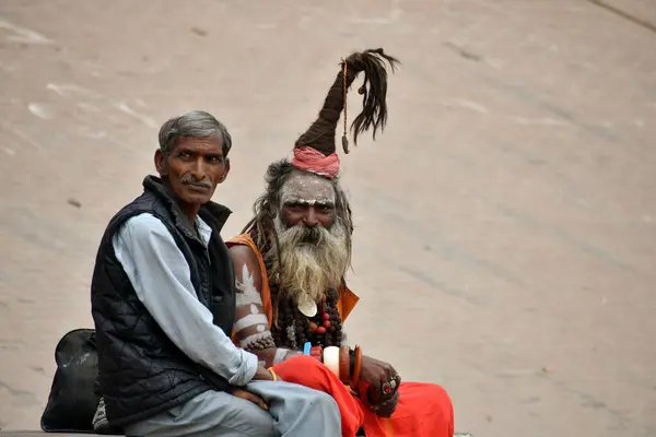 Varanasi India Kasım 2022 Varanasi Sokaklarında Hint Sadhu Kutsal Adam — Stok fotoğraf