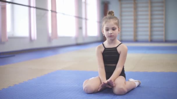 Girl Performing Rhythmic Gymnastics Exercises Ball Professional Sport Concept — Video