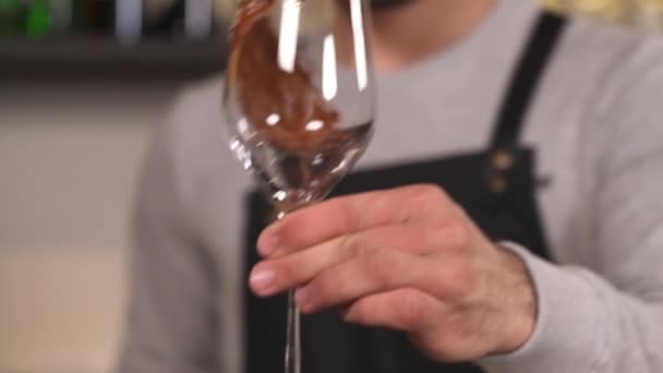 Detailní Ukázkové Video Profesionálně Zdobené Čokoládou Cukrem Koření Koktejlový Drink — Stock video