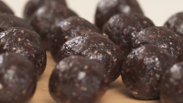 Izquierda Derecha Las Bolas Chocolate Postre Alimentos Gourmet — Vídeos de Stock