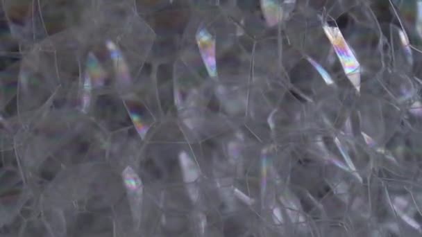 Närbild Tvål Skum Poppar Bubblor Bakgrund Tvålstruktur — Stockvideo