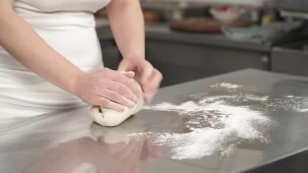 Profesyonel Bir Mutfakta Deneyimli Bir Şef Talyan Pizzası Yapmak Için — Stok video