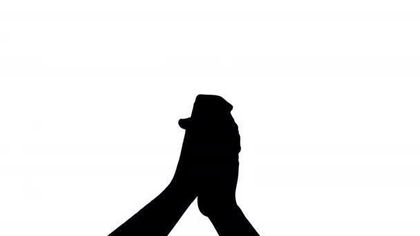 Silhouet Van Mannelijke Handen Applaudisseren Geïsoleerd Zwart Wit — Stockvideo
