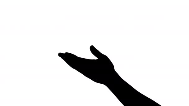Силует Запрошення Або Виклику Ручного Знаку Мова Тіла Чорно Білий — стокове відео