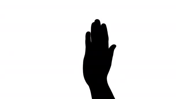 敬礼的姿势展示告别手势的手像 — 图库视频影像
