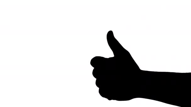 Силуэт Двух Людей Которые Поднимают Большие Пальцы Черное Белое — стоковое видео