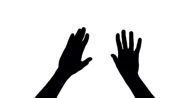 Silhouette Tanzender Männerhände Isoliert Auf Weißem Hintergrund — Stockvideo