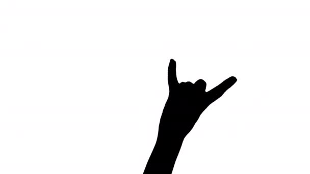 Silhouet Van Vrouwelijke Hand Met Rock Roll Handgebaar Lichaamstaal — Stockvideo