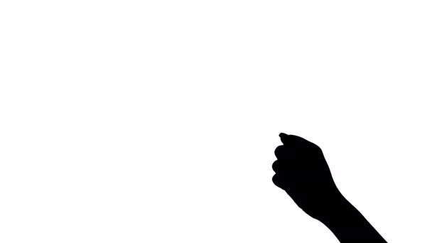 你手签 一个用食指指向右边的女人的轮廓 孤立的 黑白的 — 图库视频影像