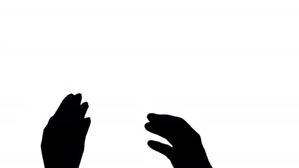 Silhouet Van Een Vrouw Een Man Die Elkaar Hand Schudden — Stockvideo