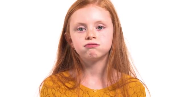 Gros Plan Portrait Charmant Enfant Avec Longs Poils Renard Perte — Video