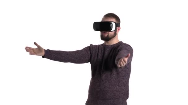 Dispositivo Realidad Futura Creando Espacio Virtual Hombre Gafas Digitales Virtuales — Vídeo de stock