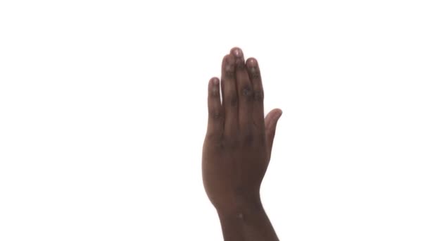 Muž Salutuje Africká Americká Ruka Demonstrující Gesto Rozloučenou — Stock video