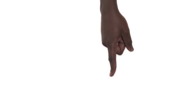 Afroameričan Ukazuje Ukazováčkem Dolů Izolované Bílém Pozadí — Stock video