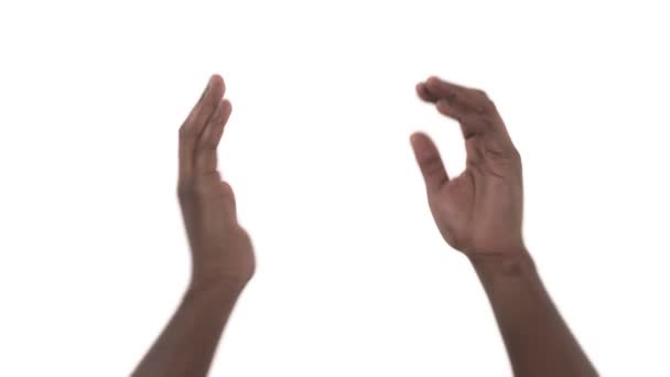 Manliga Händer Applåderar Isolerad Vit Bakgrund — Stockvideo