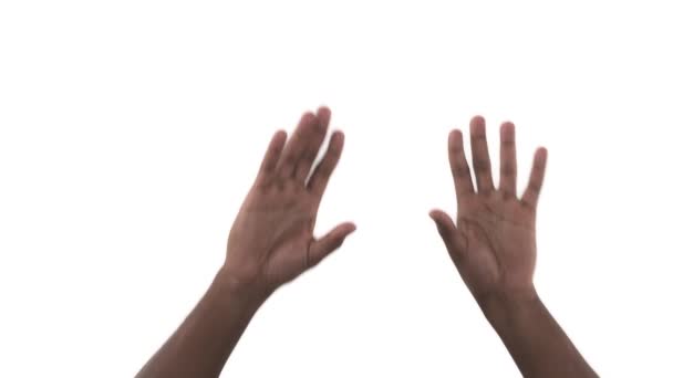 Крупним Планом Танцюють Чоловічі Руки Ізольовані Білому Тлі — стокове відео