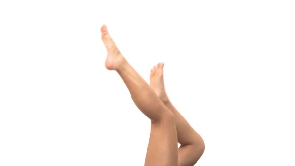 Piękna Szczupła Kobieta Nogi Górze Zdolna Kobieta Ćwiczy Nogi Smukła — Wideo stockowe