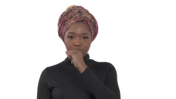 Primer Plano Una Mujer Cerrando Boca Puede Guardar Secreto Concepto — Vídeos de Stock