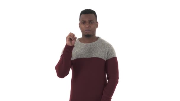 Een Walgelijke Man Body Language Gebaren Concept Geïsoleerd Witte Achtergrond — Stockvideo