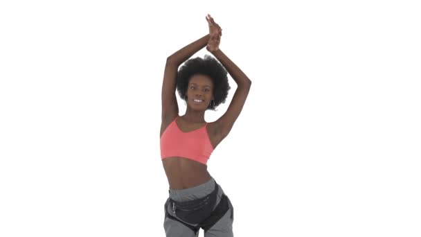 Close Jovem Dançarina Africana Mostrando Mãos Suaves Flexíveis Nádegas Mp4Ements — Vídeo de Stock