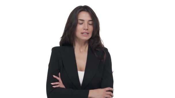 Retrato Jovem Mulher Negócios Caucasiana Com Raiva Senhora Gritando Expressando — Vídeo de Stock