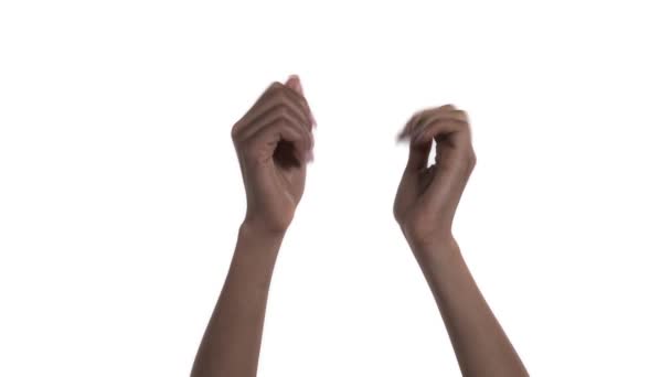 Ženské Ruce Tleskají Bravo Tleskající Demonstrace Izolovaný Bílém Pozadí Dvě — Stock video