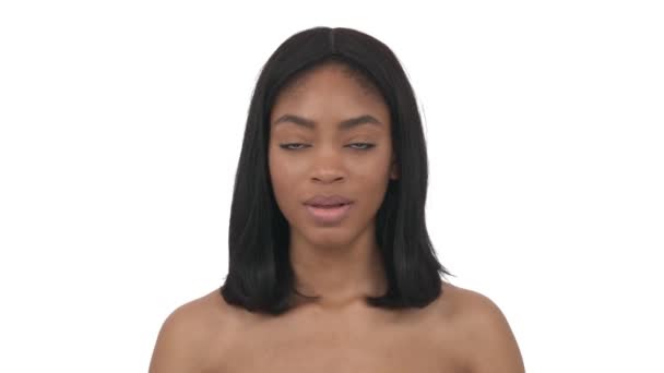 롤리팝을 아름다운 여성의 초상화 바탕에 고립되어 사람들 — 비디오