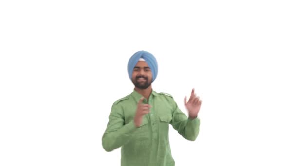 Uomo Barba Indiano Sorridente Dastar Ballare Stile Bollywood Concetto Danza — Video Stock