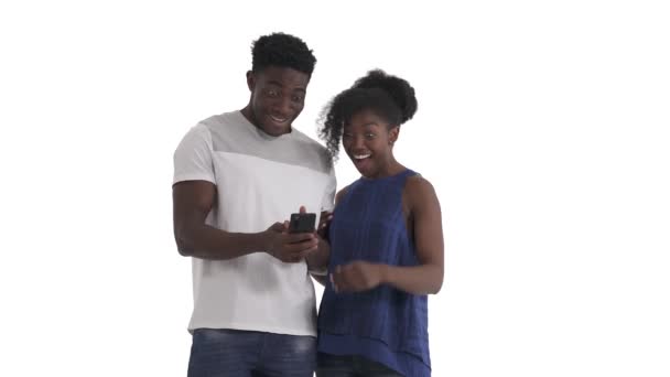 Portrait Joyful African Couple Having Fun Discussing Something Hilarious Pria — Stok Video
