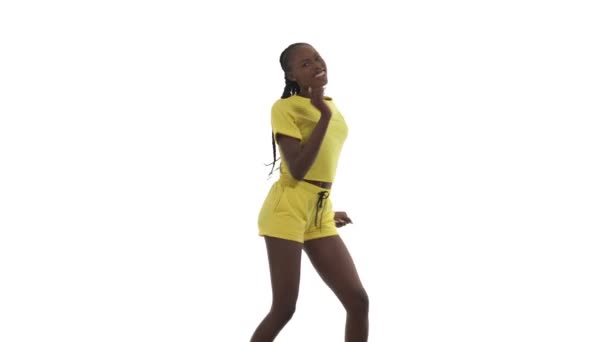 Donna Africana Che Balla Stile Afro Ballerino Che Passi Oscillanti — Video Stock
