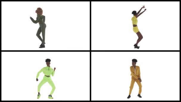 Dans Eden Genç Afrikalı Kadınla Dört Klipten Oluşan Bir Kolaj — Stok video