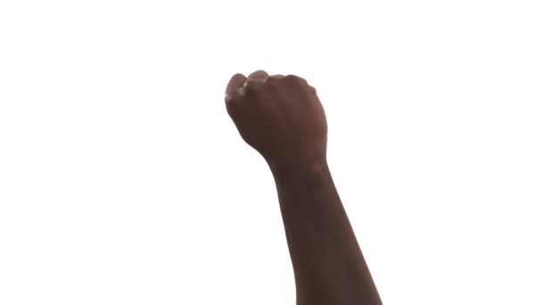 Вирощений Чергуванні Невпізнаний Африканський Чоловік Кавказька Жінка Кулаки Протест Проти — стокове відео