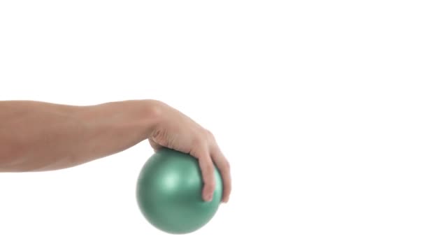 Закрыть Изображение Ладони Вниз Запястья Тренировки Ручной Тренировки Мяч Изолированный — стоковое видео