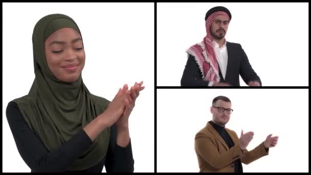 Elégedetlen Különböző Fajtájú Generációs Emberek Tapsolnak Szarkasztikus Módon Érzelmek Érzések — Stock videók