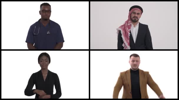 Kolase Dari Empat Milenial Orang Menunjukkan Gerakan Jempol Bawah Bahasa Stok Rekaman Bebas Royalti