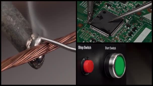 微处理器焊接的拼接 技术概念 — 图库视频影像