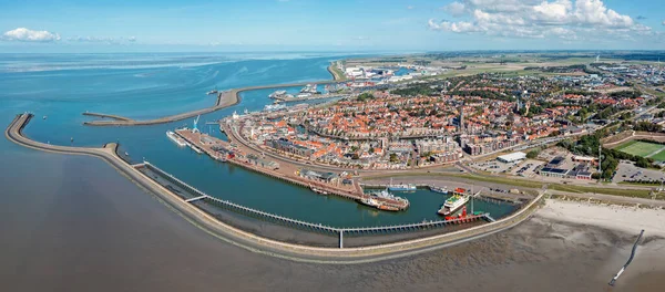 Luftaufnahme Von Der Stadt Harlingen Ijsselmeer Den Niederlanden — Stockfoto