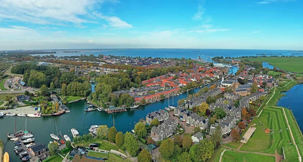 Letecké Panorama Města Muiden Nizozemsku — Stock fotografie