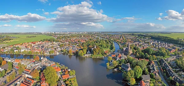 Panorama Aéreo Ciudad Tradicional Oudekerk Aan Amstel Los Países Bajos — Foto de Stock