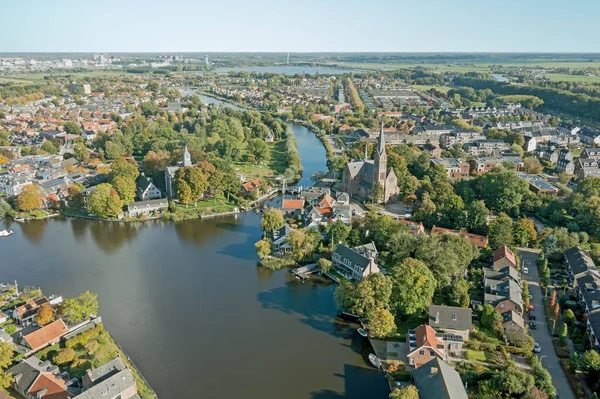 Aerial Traditional City Oudekerk Aan Amstel Netherlands — Stock Photo, Image